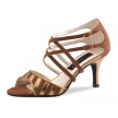 Nueva Epoca Louise Bruin Suede Kruisbandjes Goud hak 7 cm