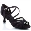 Rummos R368 zwarte latin dansschoenen van satijn