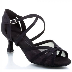 Rummos R368 zwarte latin dansschoenen van satijn