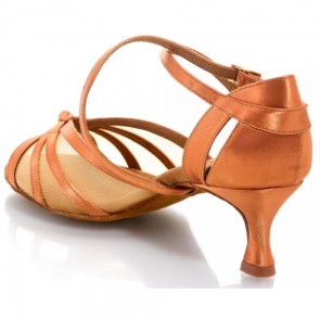 Rummos R368 Dark Tan Satijn latin dansschoenen voor dames