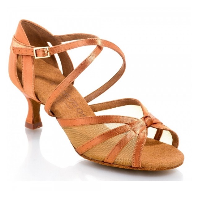 Rummos R368 Dark Tan Satijn salsaschoenen voor dames