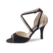 Nueva Epoca Luzma Dansschoen Dames 8 cm hak open teen zwart suede