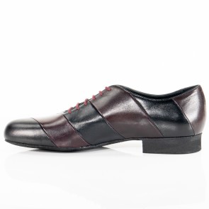 soepele heren dansschoen voor salsa tango ballroom zwart en rood leer werner kern 28055