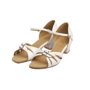 Supadance 1557 dansschoenen voor meisjes open neus wit lagge blokhak 