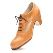 Lederen dames flamenco schoen Rumpf TIERRA 2332 karamel met bruine veters