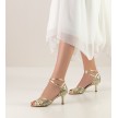 Nueva Epoca Scarlet Dansschoenen voor Dames enkelbandje verstelbaar chique latinschoen goud leer
