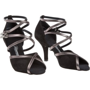 Diamant 178-058-501 latin dansschoenen stilettohak zwart brons meerdere bandjes