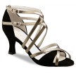 Werner Kern Eva dames dansschoenen met dubbele Kruisbandjes zwarte Suede en koper metallic Leer