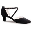 Anna Kern 572-50 Dames dansschoenen met gesloten neus van zwarte suede met 5 cm Flare Hak