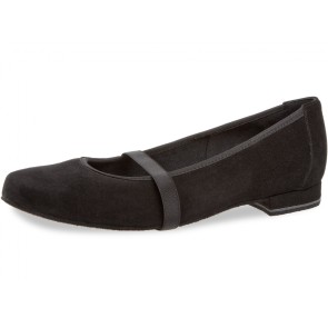 Diamant 175-005-001 ballerina dansschoenen zwart elastiek over wreef