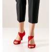 Nueva Epoca Linea Dansschoenen voor Dames rood suede geometrische vorm verstelbaar bandje