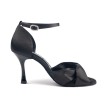 Portdance PD509 Zwarte latin dansschoenen van Satijn voor Salsa en Bachata