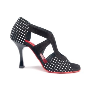 Portdance PD508 Polka Dansschoenen Zwart met Witte Stippen
