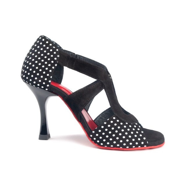 Portdance PD508 dames dansschoenen zwart met witte stippen