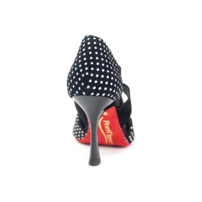 Portdance PD508 dames dansschoenen zwart met witte stippen achterkant 