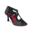 Portdance PD508 dames dansschoenen zwart met witte stippen nubuck 