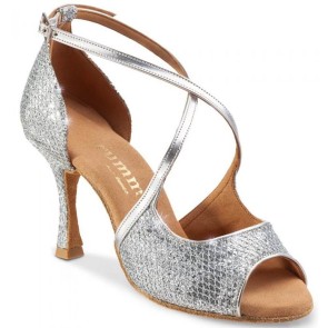 Rummos R545 Dames dansschoenen met Kruisbandje met zilver glitter - Latin - Salsa - Bachata