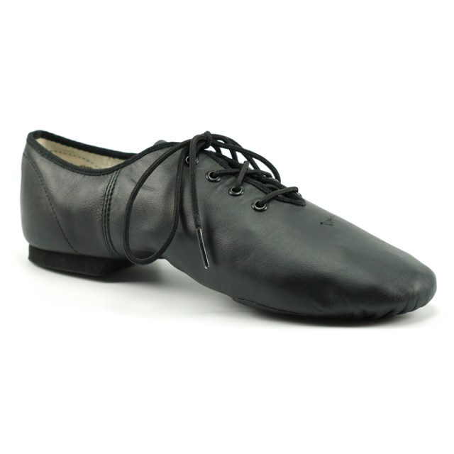 Jazzschoenen van leer - Vetermodel - Rubberen splitzool - Zwart - Capezio Oxford