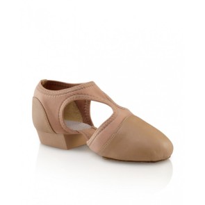 Dansschoenen voor dansdocenten - Leer - Elastisch - Zwart en huidskleur - Capezio Pedini Femme mokka