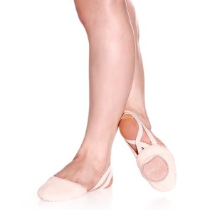 Voetjes voor ritmisch gymnastiek - Roze/huidskleur - Elastiek om de hiel - suède zolen - So Danca BA41