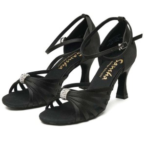 Sansha Penelope Zwarte Latin Schoenen met 7.5CM Hak voor Dames