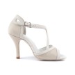 Portdance PD856 beige suede dansschoenen goud glitter dames stiletto hak zijkant
