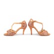 Portdance PD507 Latin Dansschoenen Glitter Brons Satijn verschillende hakhoogtes zijkant