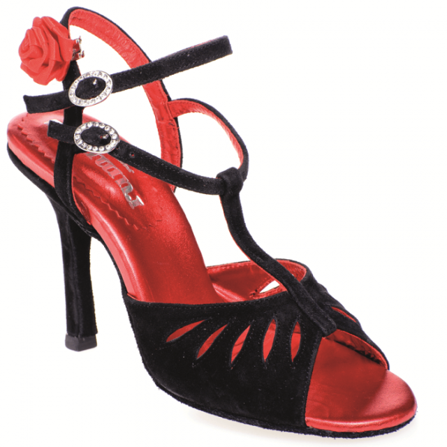 Rummos Tango Pasión Zwart Nubuck met lederen zool