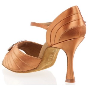 Rummos Elite Cleopatra Dark Tan Satijn Dames dansschoenen Ledere zool