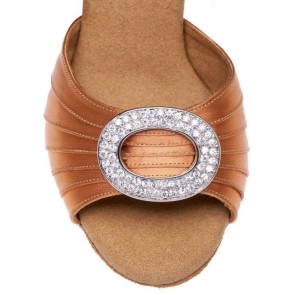 Rummos Elite Cleopatra Dark Tan Satijn Dames dansschoenen 
