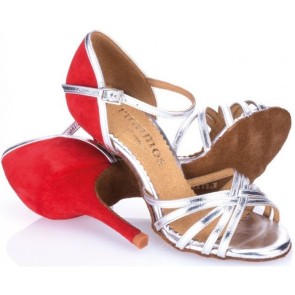 Rummos Marylin Zilveren-Rode dames Tango Dansschoenen