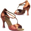Rummos R304 Dark Tan Satijn Dames Latin Dansschoenen