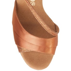 Rummos R304 Dark Tan Satijn Dames Latin Dansschoenen met Glitter
