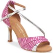 Rummos R304 272 009 roze Dames dansschoenen met zilver metallic diagonaal bandje - Latin