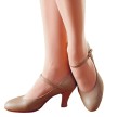Dames character dansschoenen Capezio 656 lederen zool donker beige