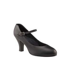 zwarte lederen character dansschoenen Capezio 656 hak 7.5 cm