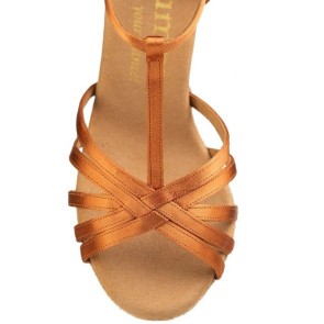Rummos R331 dark tan satijn Latin schoenen b0venkant