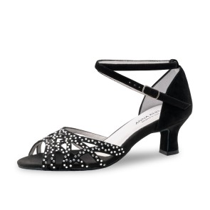 Anna Kern 960-50 Clemence zwarte dames dansschoen voor latin versierd met strass steentjes